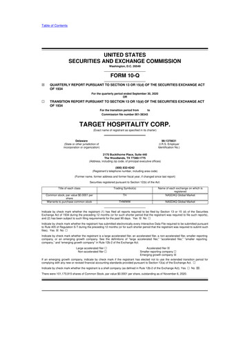 Thumbnail Target Hospitality 10-Q Quarterly Report FY2020 