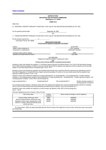 Thumbnail Merchants Bancorp 10-Q Quarterly Report FY2020 