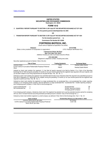 Thumbnail Fortress Biotech
 10-Q Quarterly Report FY2020 