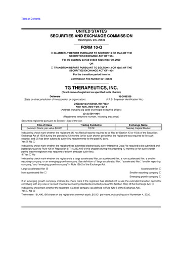 Thumbnail TG Therapeutics 10-Q Quarterly Report FY2020 