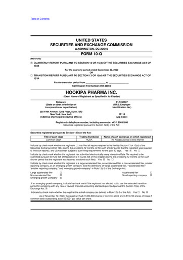 Thumbnail HOOKIPA Pharma 10-Q Quarterly Report FY2020 