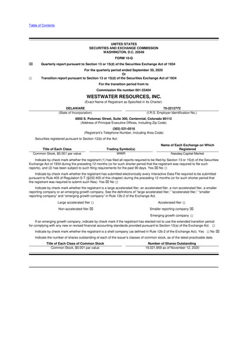 Thumbnail Westwater Resources
 10-Q Quarterly Report FY2020 