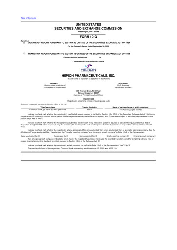Thumbnail Hepion Pharmaceuticals 10-Q Quarterly Report FY2020 