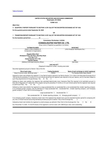Thumbnail Consolidated Water 10-Q Quarterly Report FY2020 