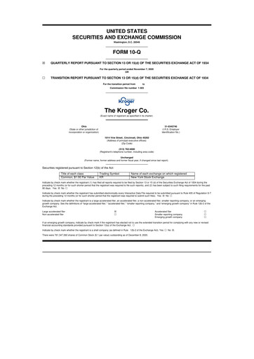 Vorschaubild Kroger 10-Q Quartalsbericht 2020 