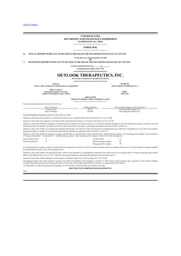 Vorschaubild Outlook Therapeutics
 10-K Jahresbericht 2020
