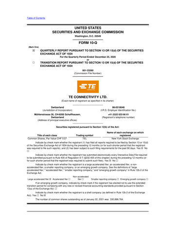 Thumbnail TE Connectivity
 10-Q Quarterly Report FY2021 