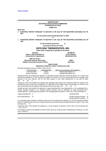 Thumbnail Outlook Therapeutics
 10-Q Quarterly Report FY2021 