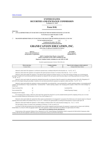 Thumbnail Grand Canyon Education 10-K Annual Report 2020