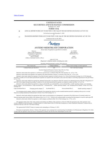 Thumbnail Antero Midstream
 10-K Annual Report 2020