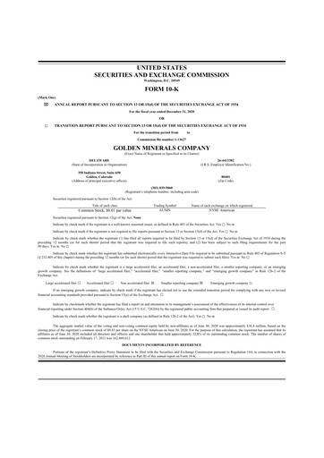 Thumbnail Golden Minerals
 10-K Annual Report 2020