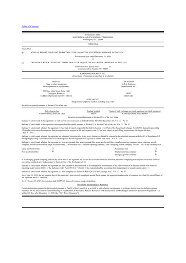 Thumbnail Ramaco Resources
 10-K Annual Report 2020