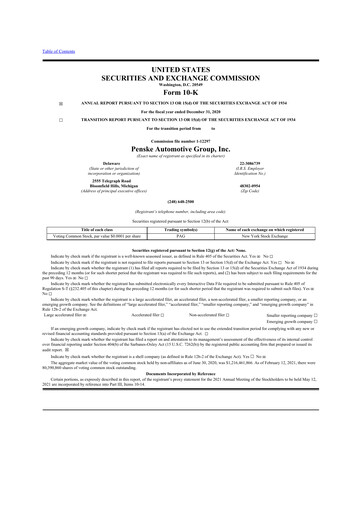 Thumbnail Penske Automotive Group 10-K Annual Report 2020