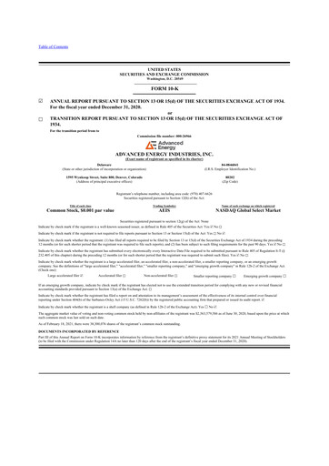 Thumbnail Advanced Energy 10-K Annual Report 2020