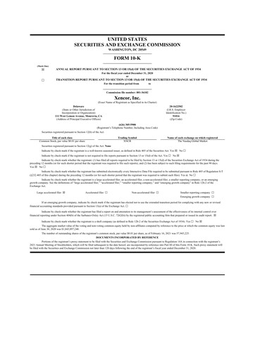 Thumbnail Xencor 10-K Annual Report 2020