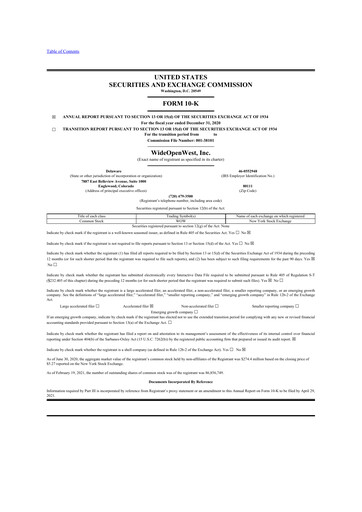 Thumbnail WideOpenWest 10-K Annual Report 2020