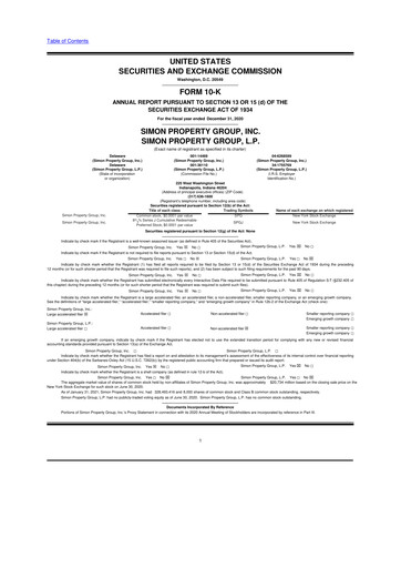 Vorschaubild Simon Property Group 10-K Jahresbericht 