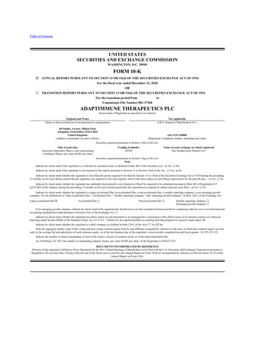 Thumbnail Adaptimmune Therapeutics 10-K Annual Report 2020