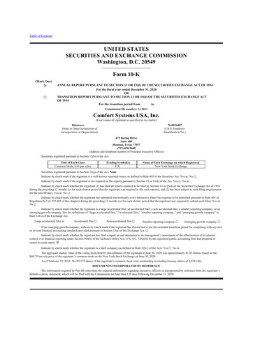 Thumbnail Comfort Systems USA 10-K Annual Report 2020