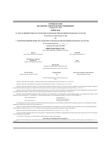 Thumbnail First Hawaiian Bank
 10-K Annual Report 2020