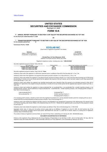 Thumbnail Ecolab 10-K Annual Report 2020