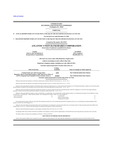 Thumbnail Atlantic Union Bankshares 10-K Annual Report 2020