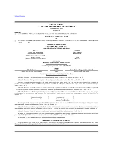 Thumbnail First Foundation
 10-K Annual Report 2020