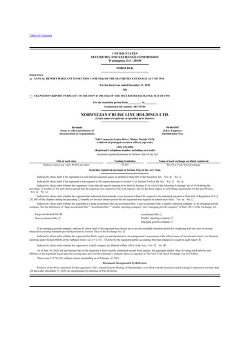 Thumbnail Norwegian Cruise Line
 10-K Annual Report 2020