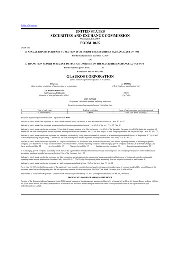 Thumbnail Glaukos 10-K Annual Report 2020