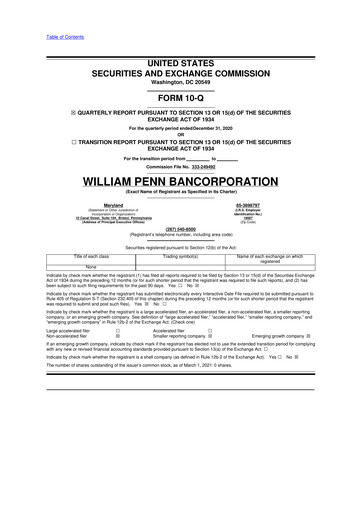 Thumbnail William Penn Bancorporation 10-Q Quarterly Report FY2021 