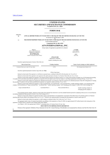 Miniature ATN International 10-K Rapport annuel 2020