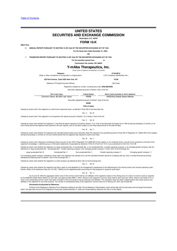 Thumbnail Y-mAbs Therapeutics
 10-K Annual Report 2020