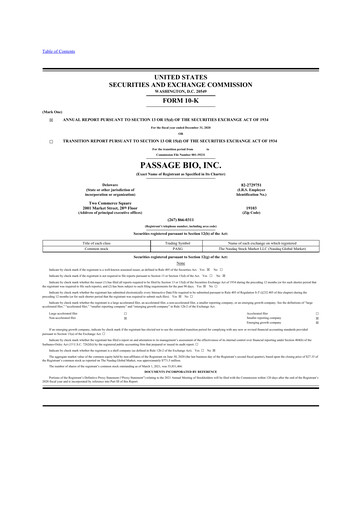 Thumbnail Passage Bio 10-K Annual Report 2020