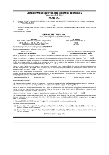 Thumbnail UFP Industries
 10-K Annual Report 2020