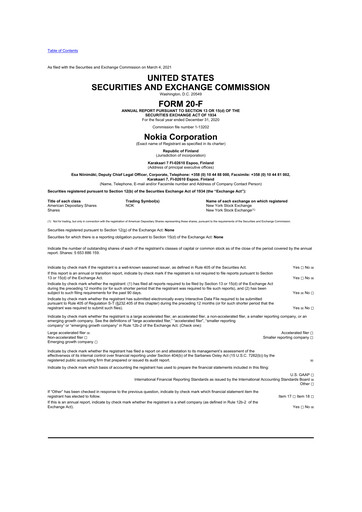 Vorschaubild Nokia 20-F Jahresbericht 2020