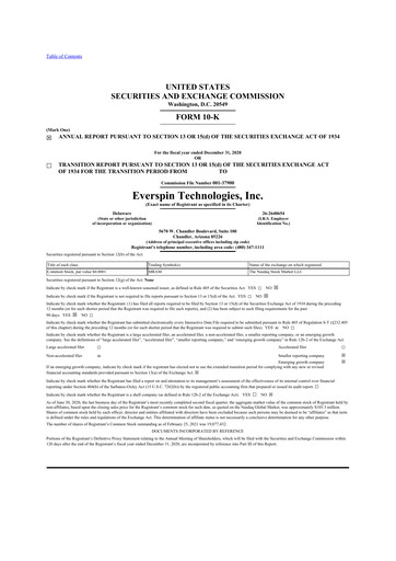 Thumbnail Everspin Technologies 10-K Annual Report 2020