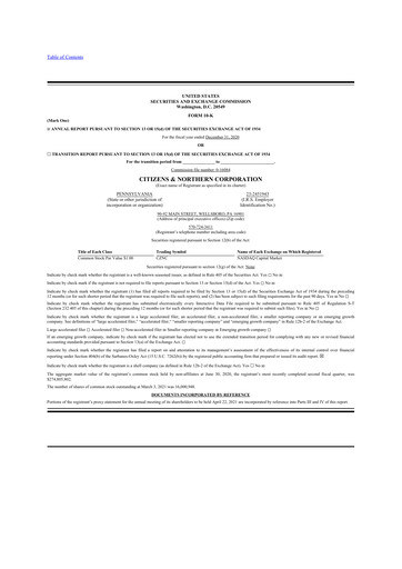 Thumbnail Citizens & Northern Corp 10-K Annual Report 2020