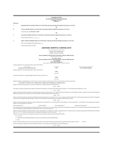 Thumbnail Ardmore Shipping
 20-F Annual Report 2020