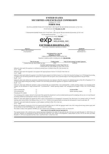 Thumbnail eXp World Holdings
 10-K Annual Report 2020