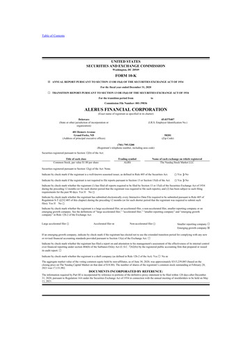 Thumbnail Alerus Financial 10-K Annual Report 2020