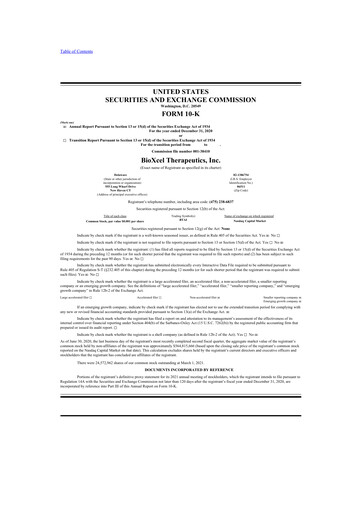 Vorschaubild BioXcel Therapeutics 10-K Jahresbericht 2020