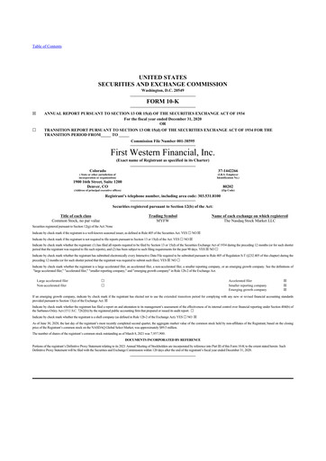 Thumbnail First Western Financial 10-K Annual Report 2020