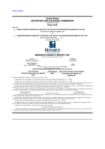 Thumbnail Monarch Casino & Resort 10-K Annual Report 2020