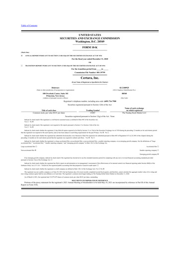 Thumbnail Certara 10-K Annual Report 