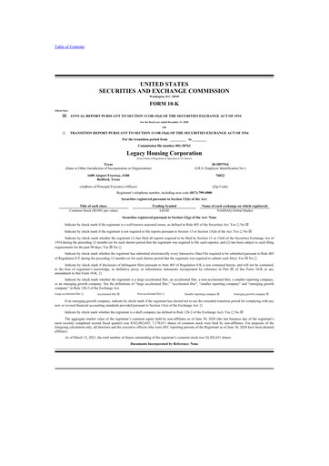 Thumbnail Legacy Housing Corporation 10-K Annual Report 2020