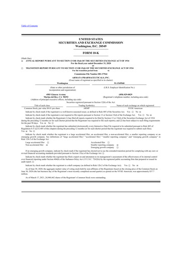 Vorschaubild Armata Pharmaceuticals 10-K Jahresbericht 2020