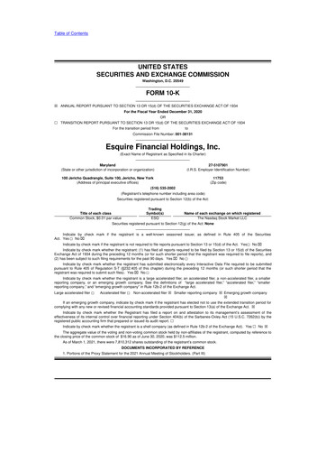 Thumbnail Esquire Financial Holdings 10-K Annual Report 2020