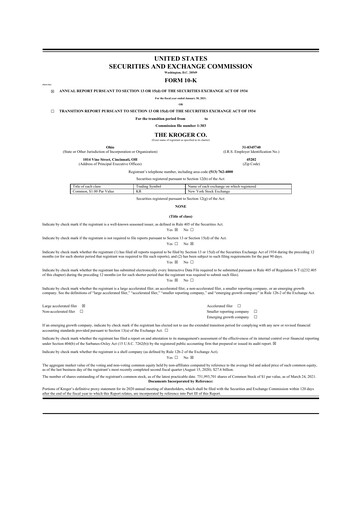 Thumbnail Kroger 10-K Annual Report 2020