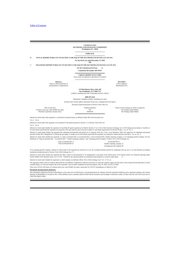 Vorschaubild Target Hospitality 10-K Jahresbericht 2020