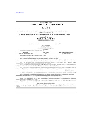Miniature Jaguar Health 10-K Rapport annuel 2020